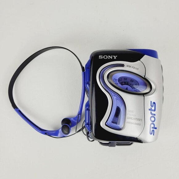 Sony Walkman Sports WM-FS111 RARE BLUE Portable AM/FM Cassette Player Headphones - Picture 1 of 15